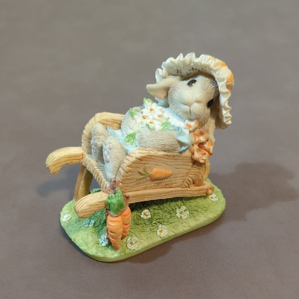 1995 My Blushing Bunnies Springtime Blessings Numbered Piece Bunny Wheelbarrow